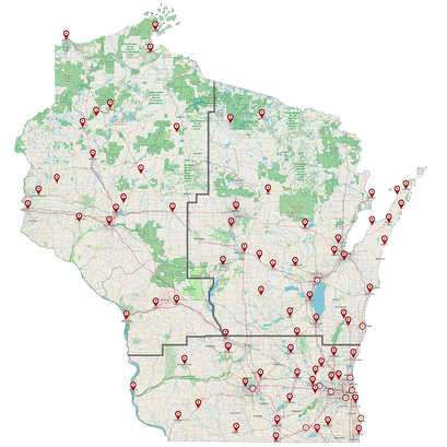 Wisconsin Map with Episcopal Dioceses